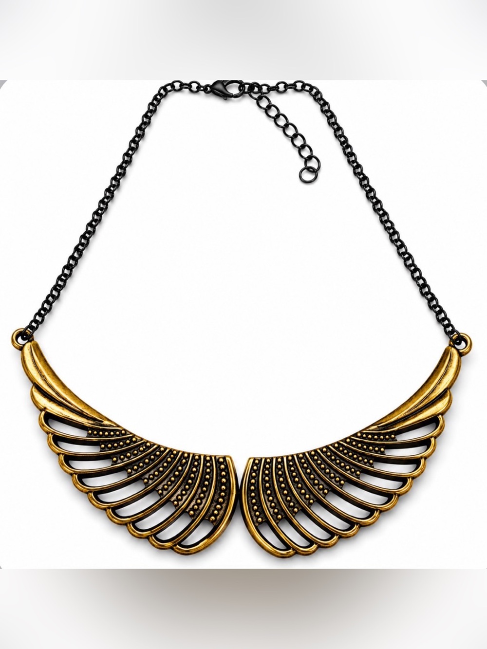 Vintage Gold Wing Statement Necklace - Women Jewelry